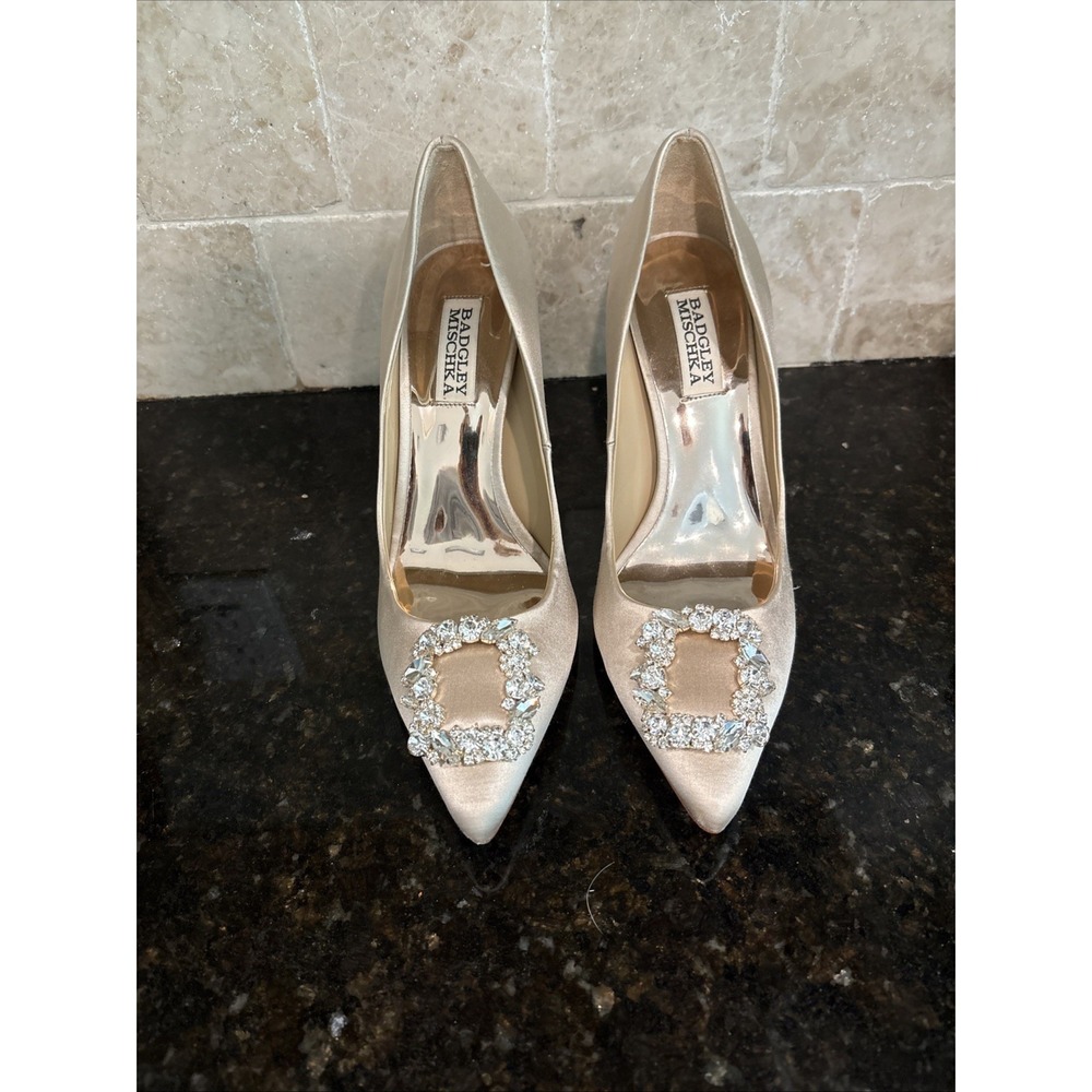 Badgley Mischka Red American Glamour Pumps Sz 5.5 Red Embellished Prom Wedding